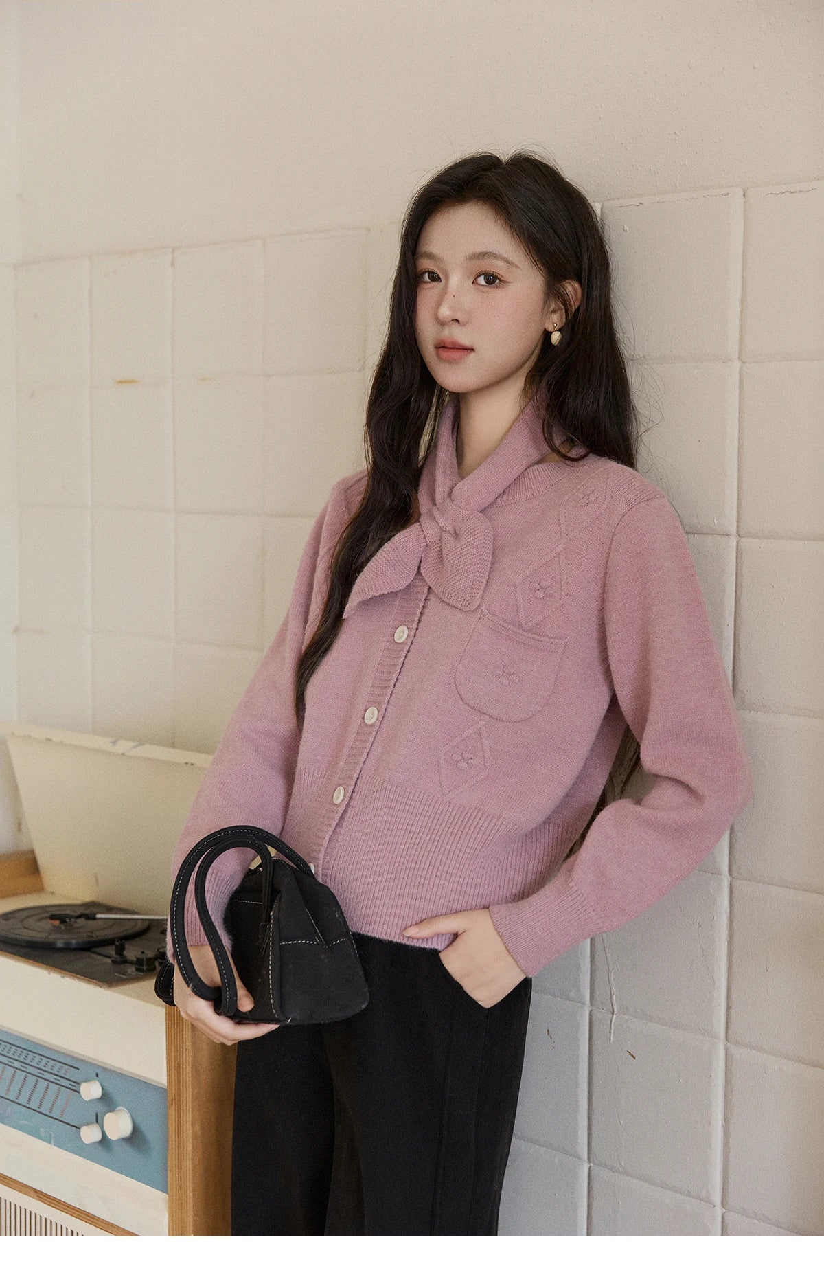 MISHOW Detachable Scarf Sweater for Women 2025 Autumn Winter Taro Purple Casual Warm Tops Soft Thick Knitted Sweater MXE91Z2825