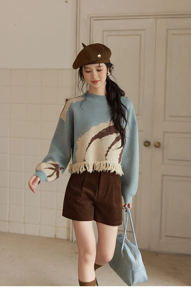 MISHOW Tassel Knitted Sweater Women Fashion Half High Neck Pullover Sweater 2024 Autumn Winter Premium Casual Top MXD43Z0680