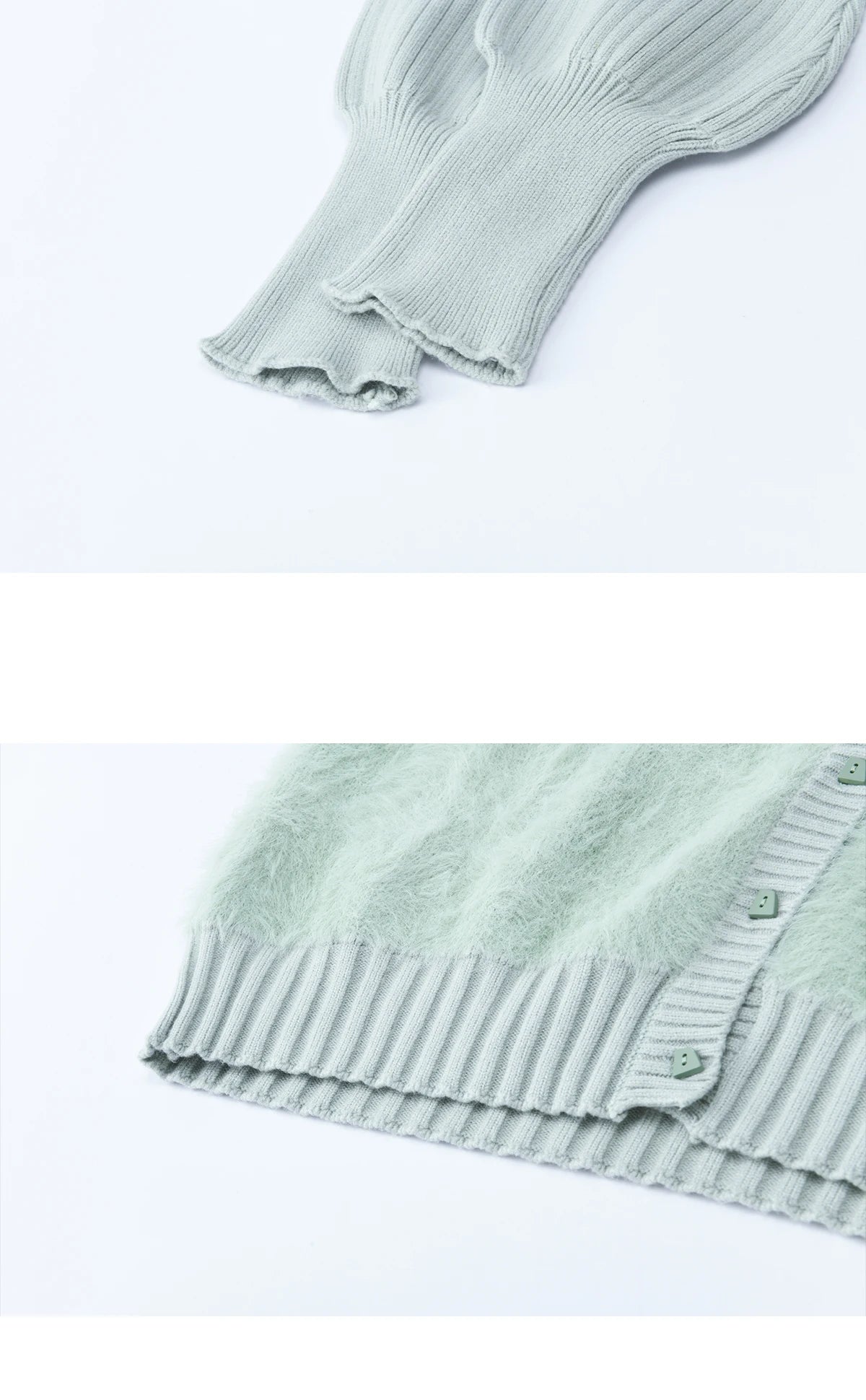 MISHOW Women's Green Faux Mink Fur Patchwork Knitted Cardigan Winter Lapel Warm Soft Knit Top single-breasted sweater MXE86Z2764