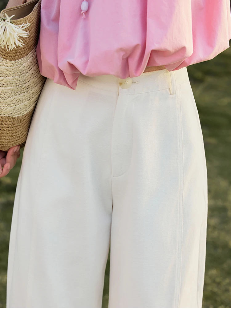 MISHOW Office Lady Summer Women 2025 New Solid High Waist Long Wide Leg All-match Pants Woman Fashion Loose Trousers MXE32K0913