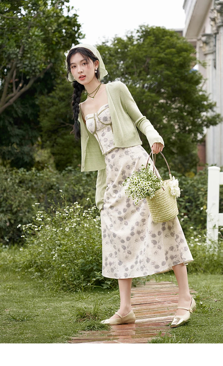 MISHOW Floral Camisole Skirt Separately Summer Adjustable Shoulder Straps Sleeveless Top Back Elastic Waist Skirts MXD14D0026