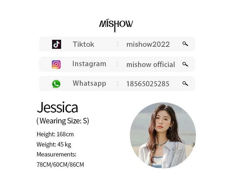 MISHOW Blue Office Lady Shirts Women 2025 Summer New Round Neck Long Sleeve Hollow Embroidery Blouses Female Fashion MXE31C0775