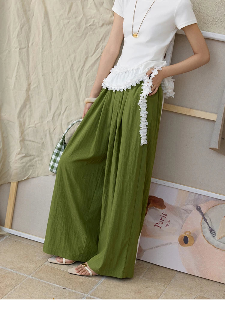 MISHOW Office Lady Summer Pants Women New 2025 Solid Loose High Waist Elastic Wide Cool Wide Leg Pant Female Slimming MXE31K0920