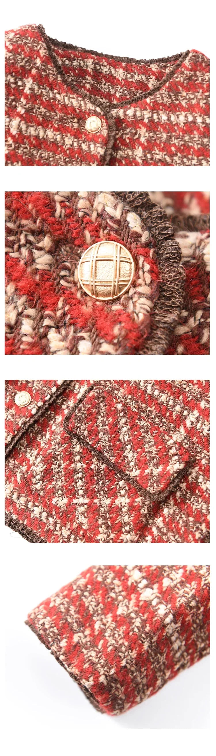 MISHOW Tweed Jacket for Women Luxury 2025 Winter Wool Blend Thick Coat High Quality Fashion Crew Neck Outerwear Top MXC57Y0021