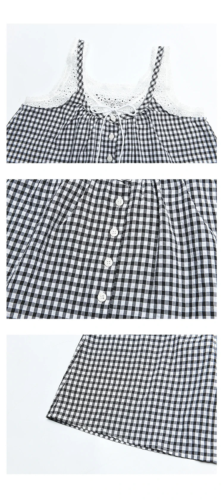 MISHOW French Sweet Lace Plaid Suspender Vest Women 2025 Summer Loose Fit U Neck Lace-up Blouses Sleeveless Doll Top MXD26X1567