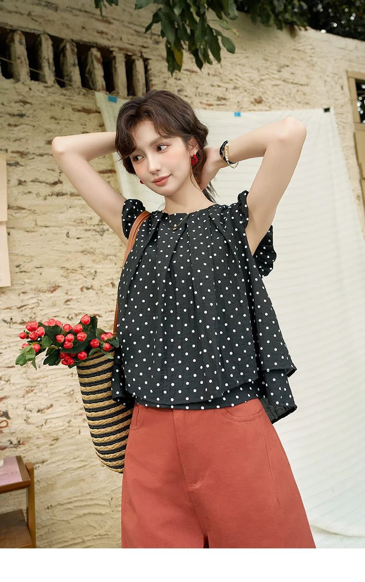 MISHOW Red Casual Shorts for Women 2024 Summer Korean Symmetrical Pocket High Waist Loose Straight Leg Short Pants MXD25K0679