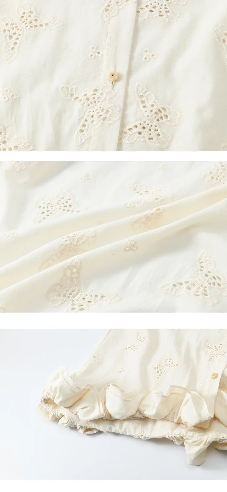 MISHOW 100 Cotton Butterfly Hollow Lace Lapel Shirt for Women Single Breasted Elegant Breathable Shirts with Tube Top MXE34X1808