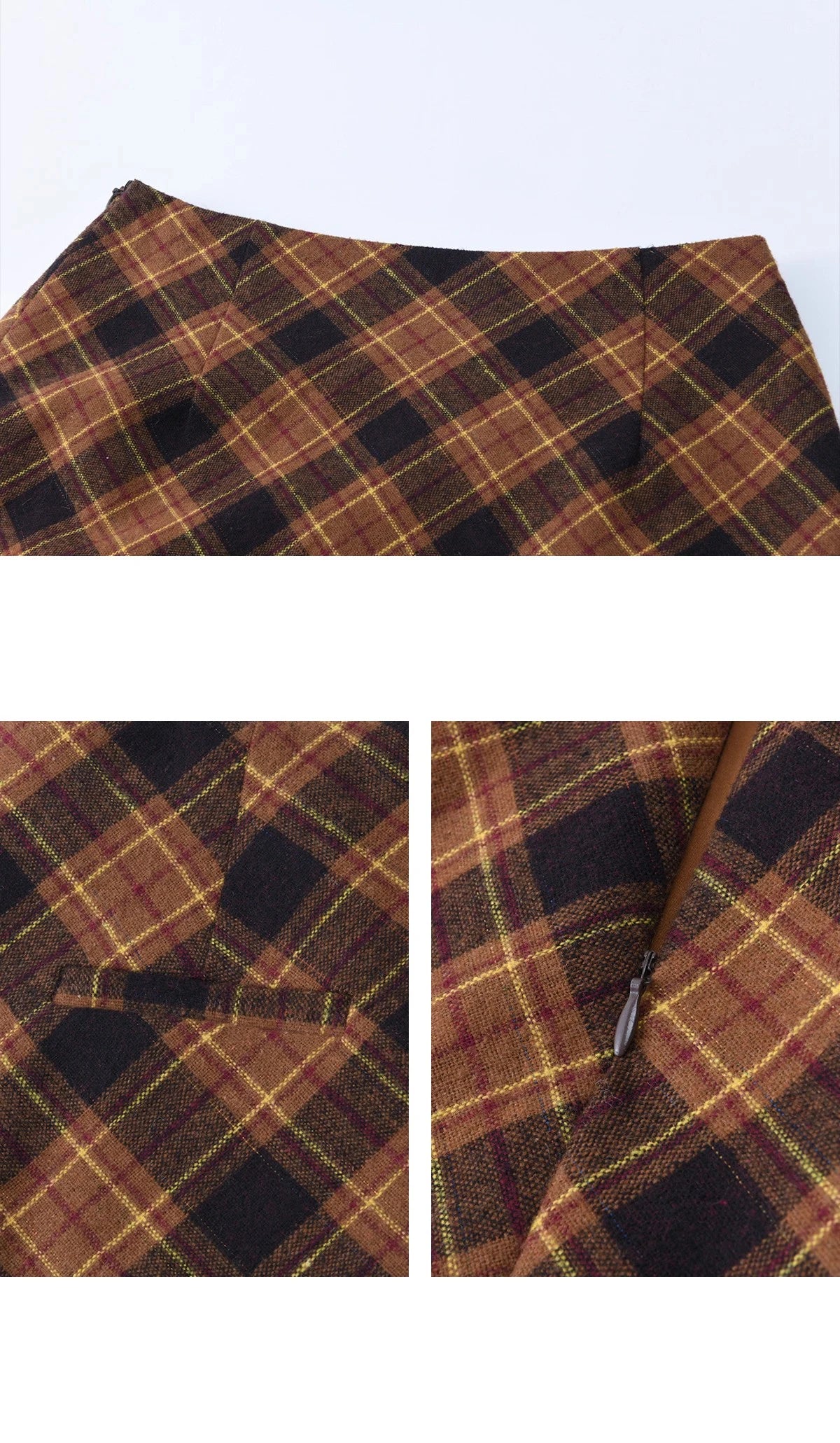 MISHOW Retro Plaid Brushed Skirt for Women Winter 2025 High Waist Slim Thick Skirt Side Invisible Zipper Warm Skirts MXE91B2457