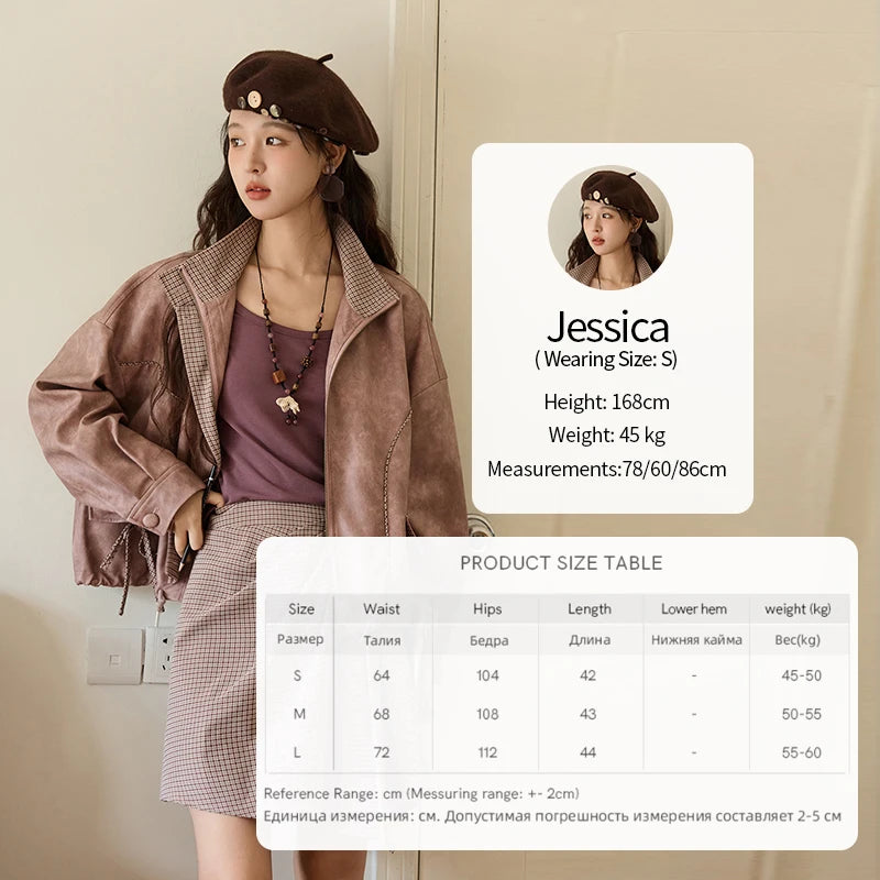 MISHOW Purple Plaid Short Skirt for Women Autumn 2025 Asymmetrical Patch Skirts Back Elastic Waist A-line Short Skirt MXE45B2411