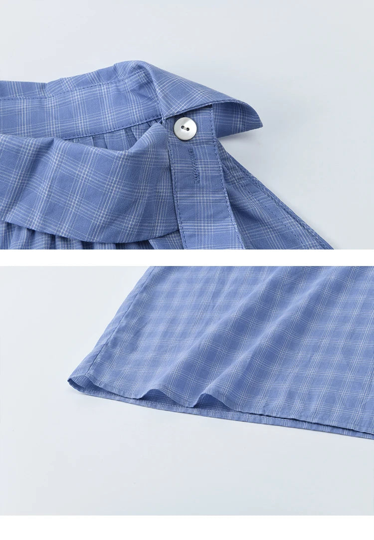 MISHOW Women's 2 Piece Set 2025 Summer Female Vacation Fashion Plaid Hanging Neck Button Top A-line Half Skirt Set MXE39T0711