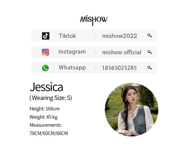 MISHOW Washed Hem Fringed Denim Midi Skirt 2024 Autumn Commuting Versatile A-line Long Skirt Retro Blue Casual Skirts MXD41B0453