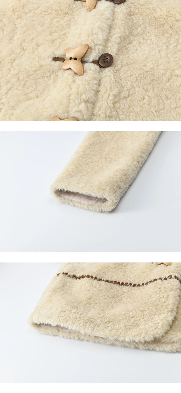 MISHOW Winter Jackets Women 2025 Retro Apricot Imitation Lambswool Coat Commuter Round Neck Single-breasted Jacket MXE51W0874