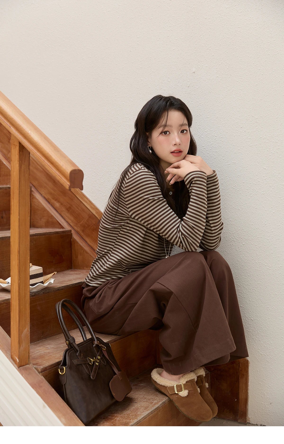 MISHOW Brown Wide-leg Pants for Women 2025 Autumn Winter New Retro High Waist Drape Trousers Commute Casual Pants MXE51K1094