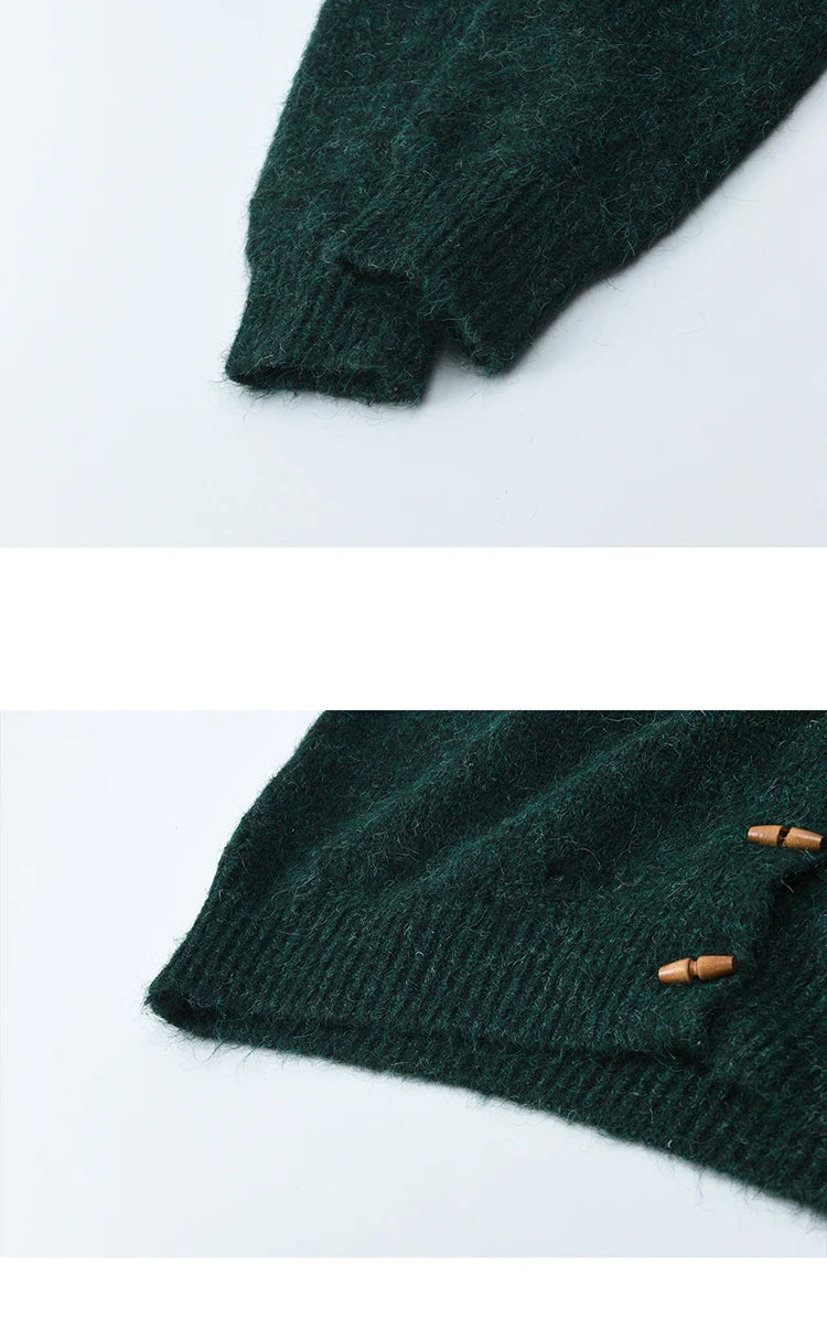 MISHOW Women's Winter Cardigan 2025 New Retro Flower Embroidery Green Knitted Cardigan Casual Long-sleeved Tops MXE86Z2729