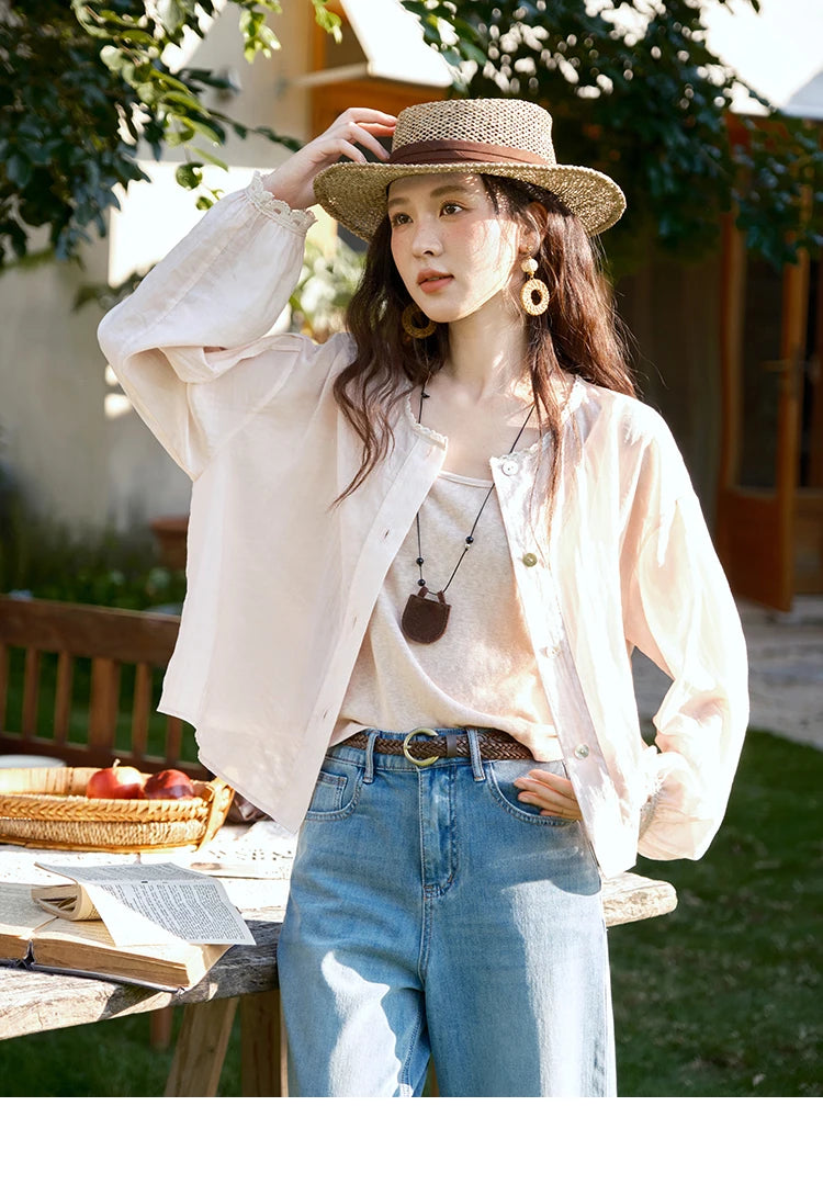 MISHOW Thin Shirt Set for Women 2025 Summer New Ladies Casual Tank Top Sunshade Button Shirt Stacked Two Piece Set MXE39T0689