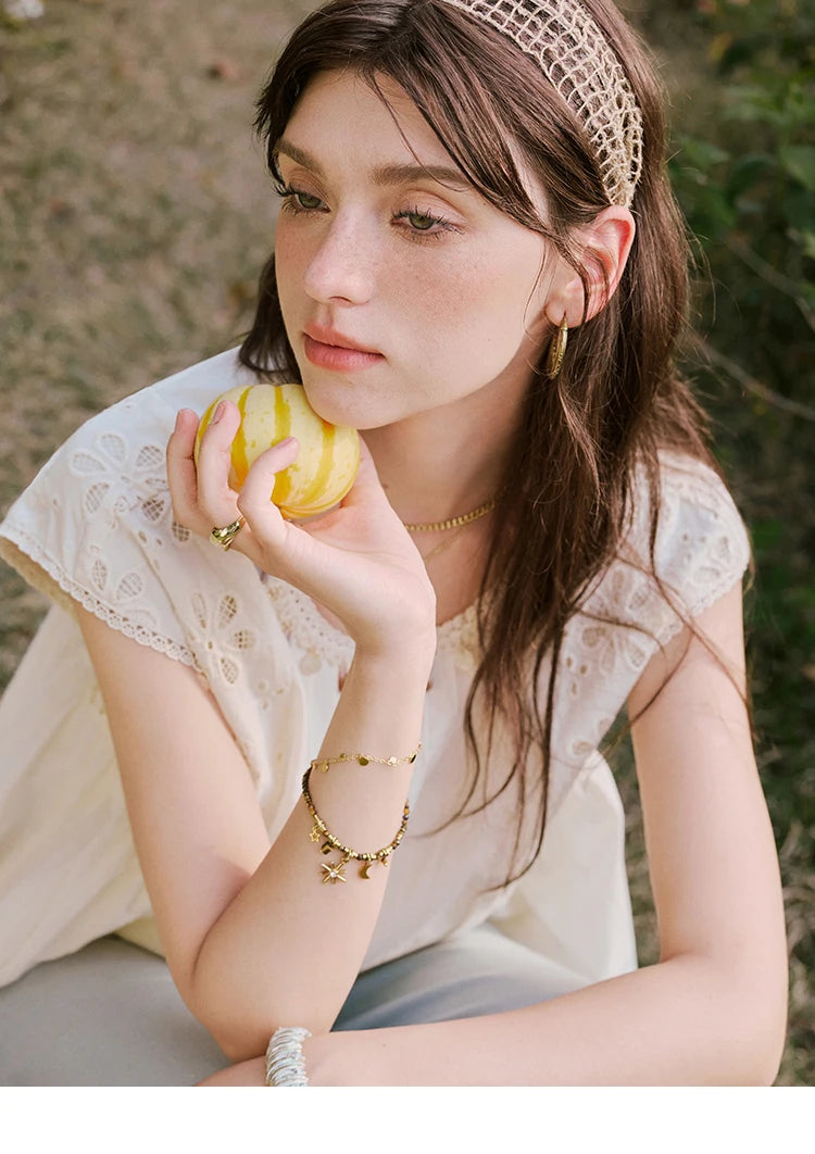 MISHOW French Summer Elegant Blouses Women 2025 Solid Short Flying Sleeve Round Neck Hollow Lace Shirts Woman Fashion MXE33X1778