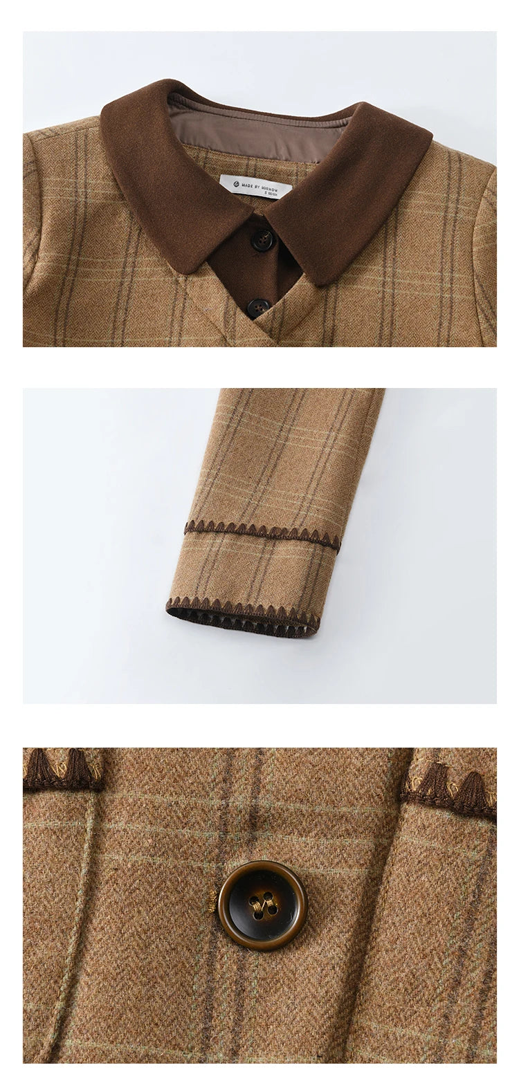 MISHOW Plaid Tweed Coats Midi Skirt Separately Women 2024 Fall Winter Polo Vintage Elegant  Jackets Pleated Skirts MXD46W0460