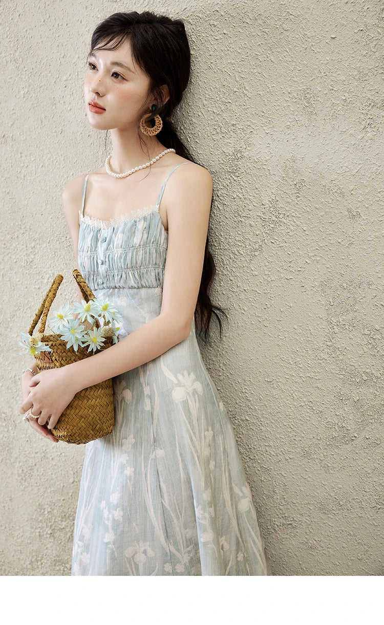 MISHOW Print Spring Summer Suspender Dress Women 2025 Square Collar Sleeveless Korean Dresses Lady New Fashion Slim MXE16L2127