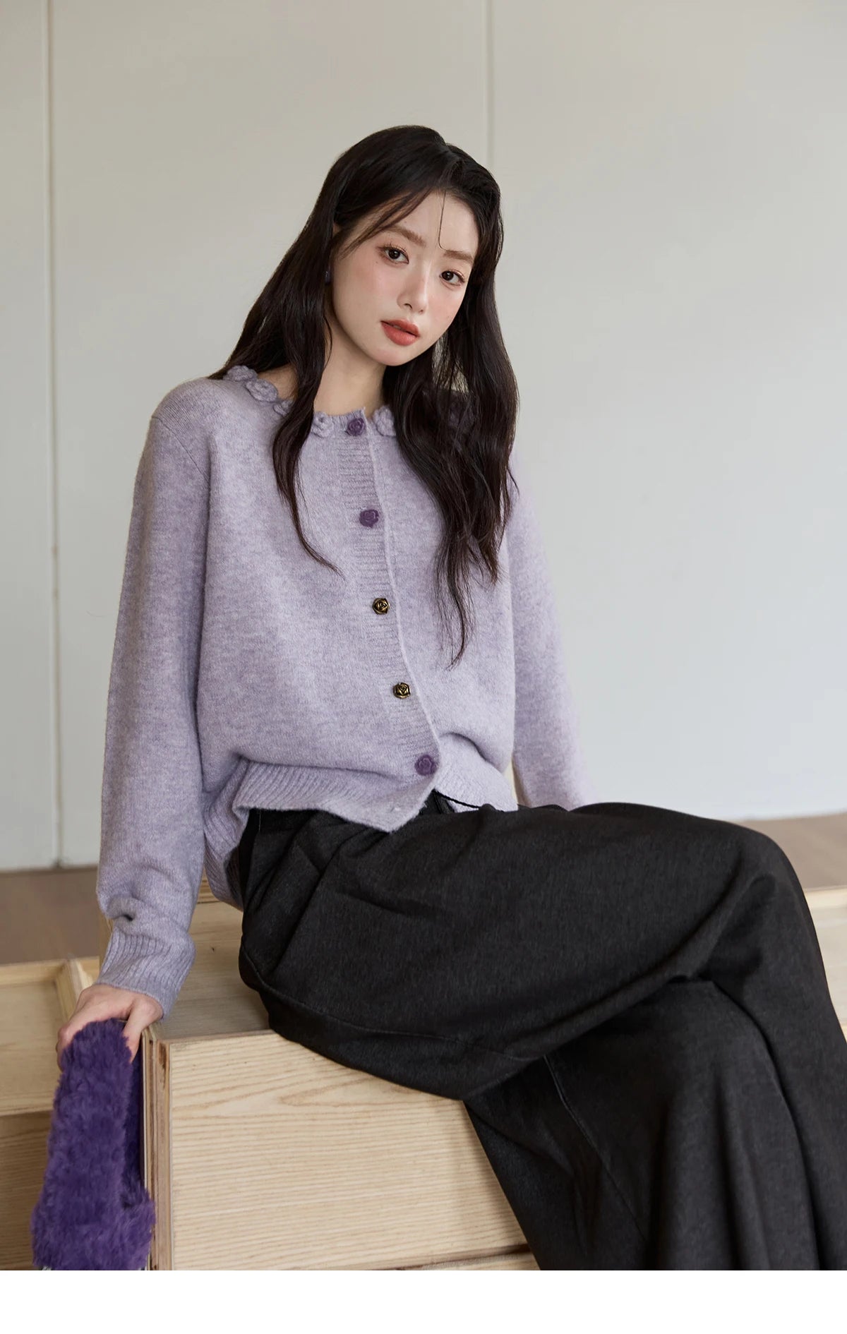 MISHOW Women's Trousers 2025 Autumn Winter Lace-up Gray Wide-leg Pants High Waist Slim Commuting Casual Pants Women MXE51K1106