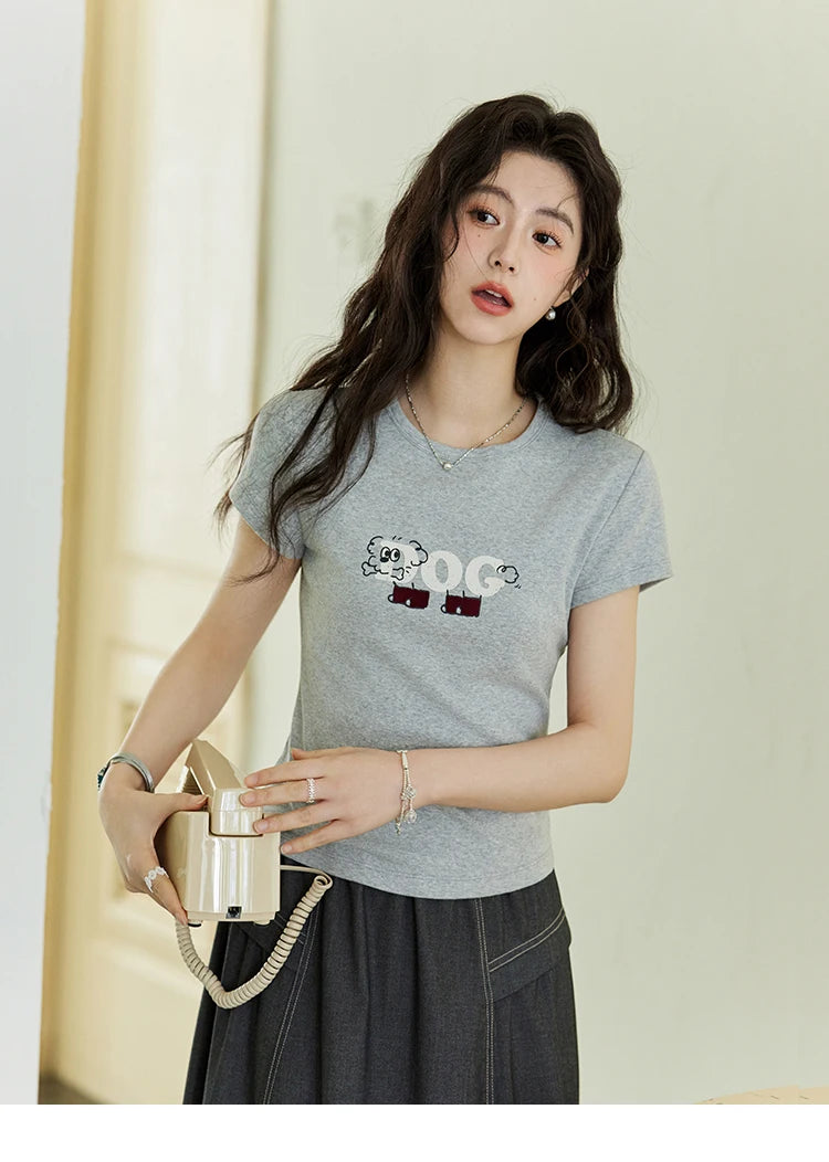 Mishow Cartoon Print Round Neck Tee MXE13T0495