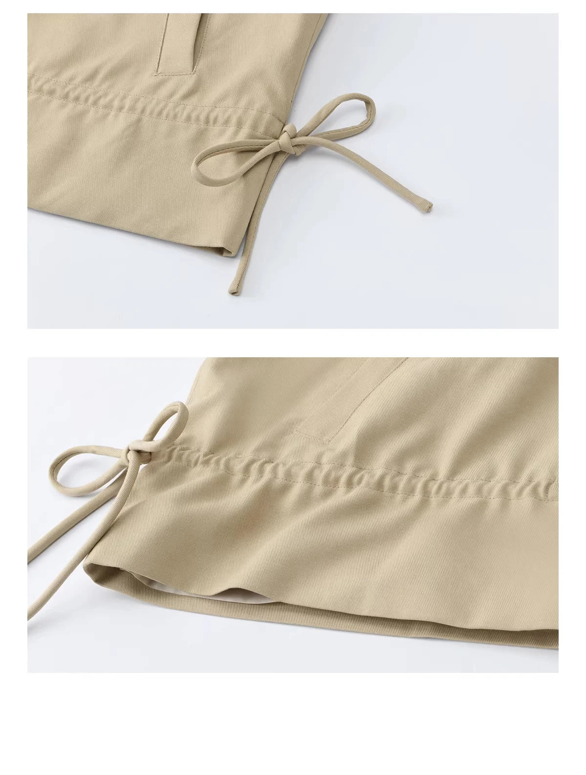 MISHOW Women's Khaki Cropped Jacket 2026 Spring Asymmetrical Collar Drawstring Waist Short Jackets Casual Loose Coat MXF11W1029