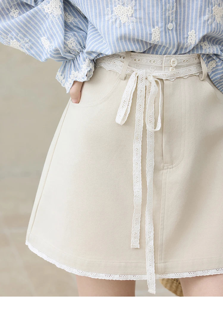 MISHOW Office Lady Summer Skirts Women New 2025 Solid Lace Belt High Waist A-line Hip Skirt Woman Fashion Slimming MXE32B0711