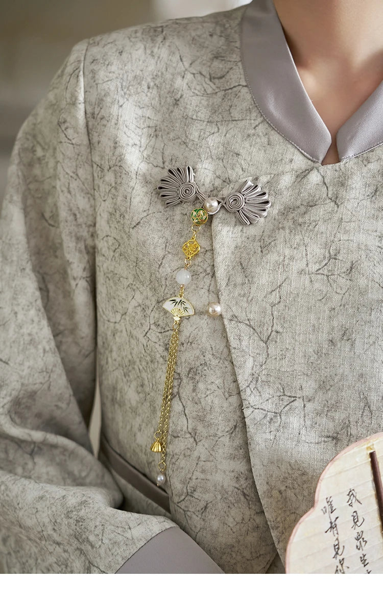 MISHOW Chinese Stand Up Collar Jacket A-line Skirt Separately Spring Textured Glossy Jacquard Irregular Placket Top MXD15W0373