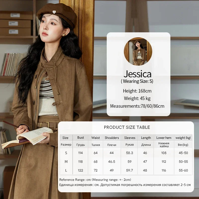 MISHOW Retro Suede Jacket Pleated Skirt Separately for Women 2024 Autumn Short Stand Neck Jacket A-line Short Skirt MXD44W0423