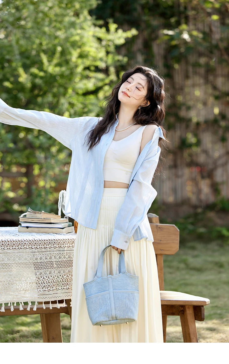 MISHOW Casual Versatile Skirt Women 2025 Spring Solid New A-line Slim Long Skirts Female Fashion High Waist Clothing MXE12B0663