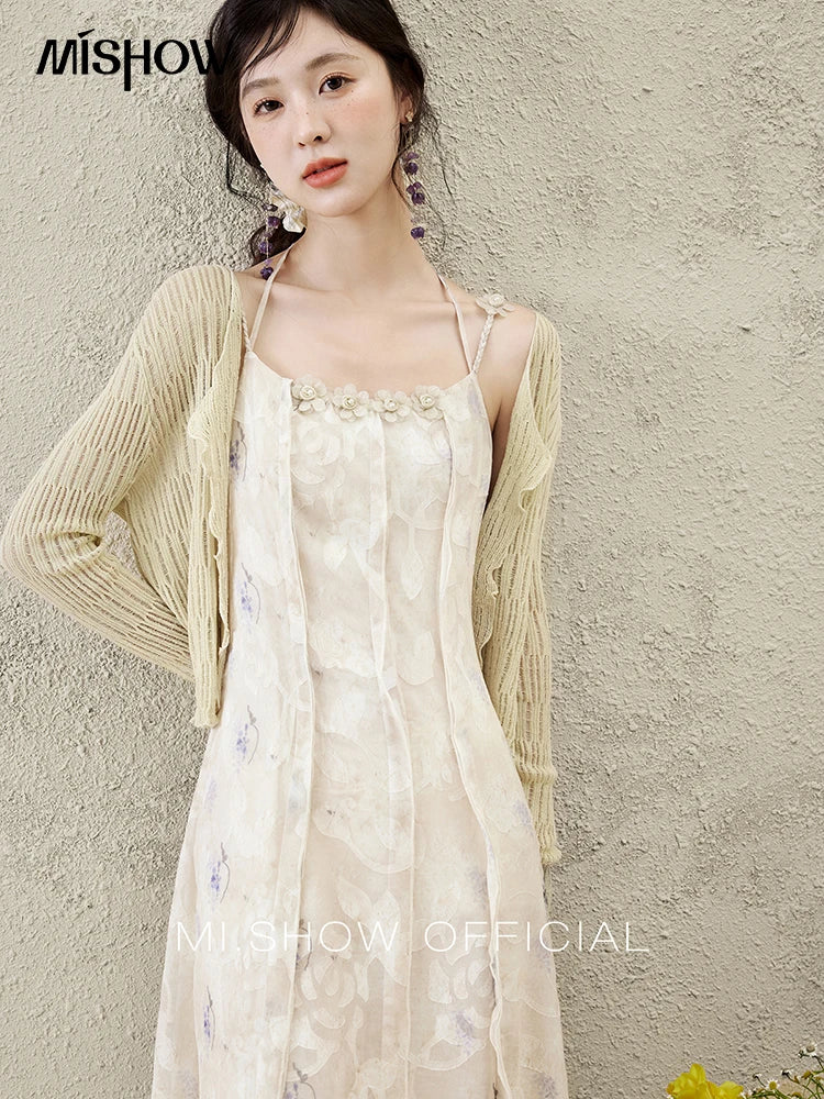 MISHOW Print Suspender Dress Women 2025 Spring Summer Square Collar Sleeveless Cut Flower Dresses New Fashion Slim MXE16L2144