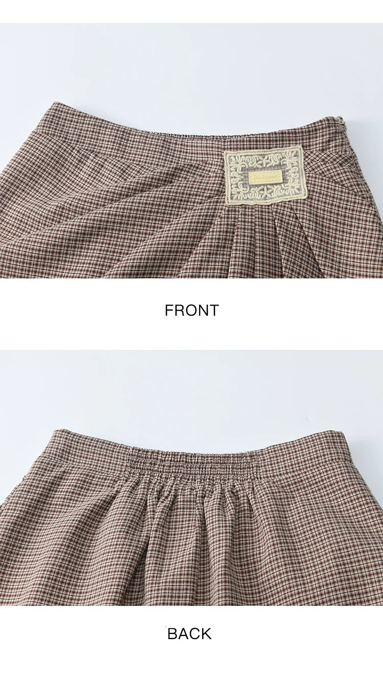 MISHOW Purple Plaid Short Skirt for Women Autumn 2025 Asymmetrical Patch Skirts Back Elastic Waist A-line Short Skirt MXE45B2411