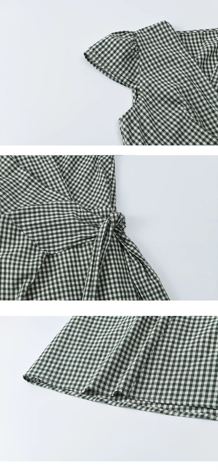 MISHOW Women's Fashion V-neck Dress 2025 Summer Office Lady Plaid Waist Cinched Sashes Short Sleeve Female Dresses MXE39L2410