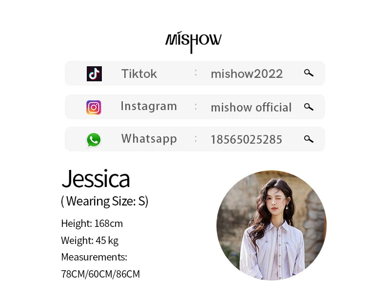 MISHOW Purple Striped Loose Shoulder Shirt for Women 2025 Casual Turn-down Collar Top Single Breasted Commuting Shirt MXE13C0407