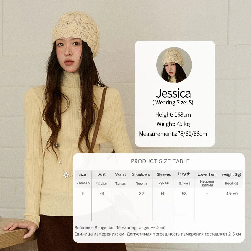 MISHOW Women's Long-sleeved Tops 2025 Winter Simple Solid Turtleneck Sweater Vertical Ribbed Slim Fit Casual Top MXE86Z2656