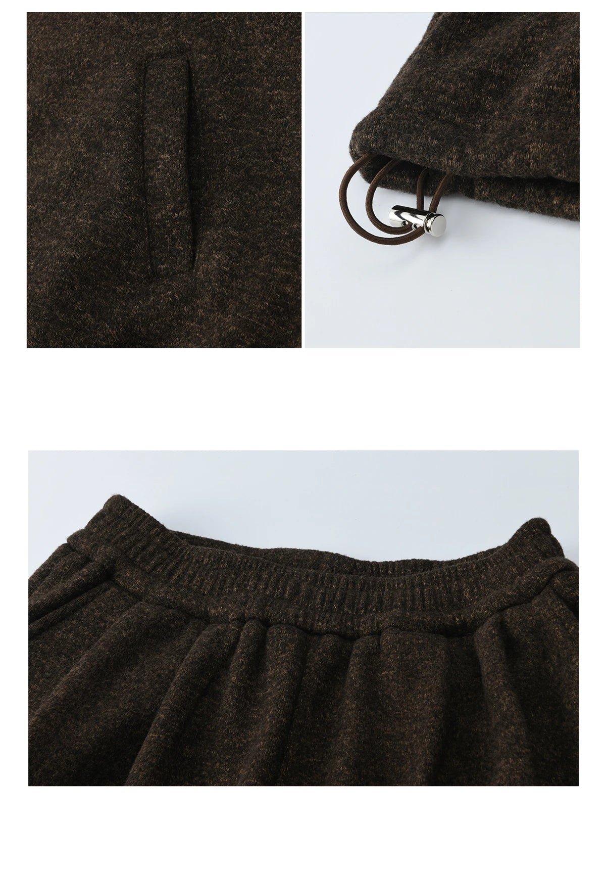 MISHOW Women's Brown Two-Piece Set 2025 Winter Faux Fur Hood Sweatshirt Elastic Waist Wide-Leg Pants Warm Casual Sets MXE94T1476