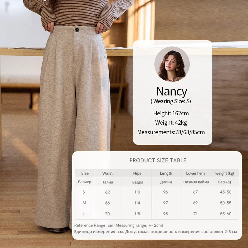 MISHOW  Women's Winter Pants 2025 Retro Trousers with Three-dimensional Pleats Pants Pocket Decoration Wide Leg Pants MXE90K1129