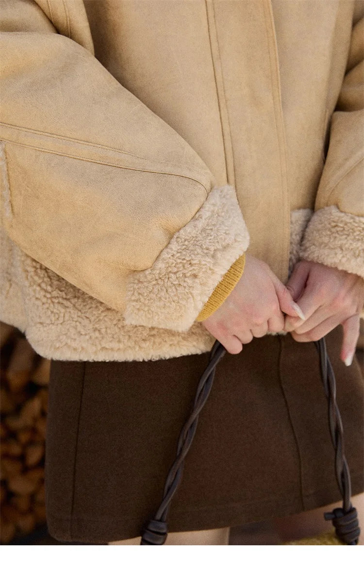 MISHOW Woman Short Jacket 2025 Fashion Yellow Stand Collar Zipper Jacket Luxury Loose Windproof Long-sleeved Coats MXE90W0996