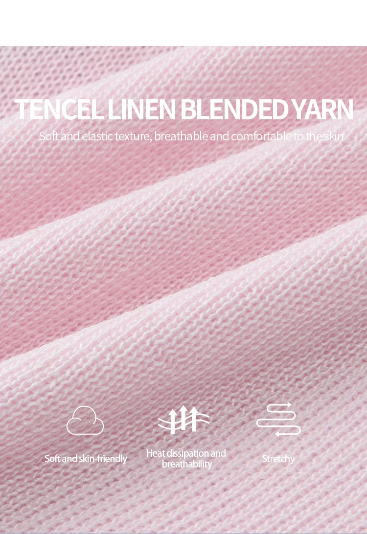 MISHOW Women's Linen Short Sleeve T-shirt 2025 Summer Contrast Color Fake Two-piece Knitted Top Thin Cool Casual Tees MXE36Z1277