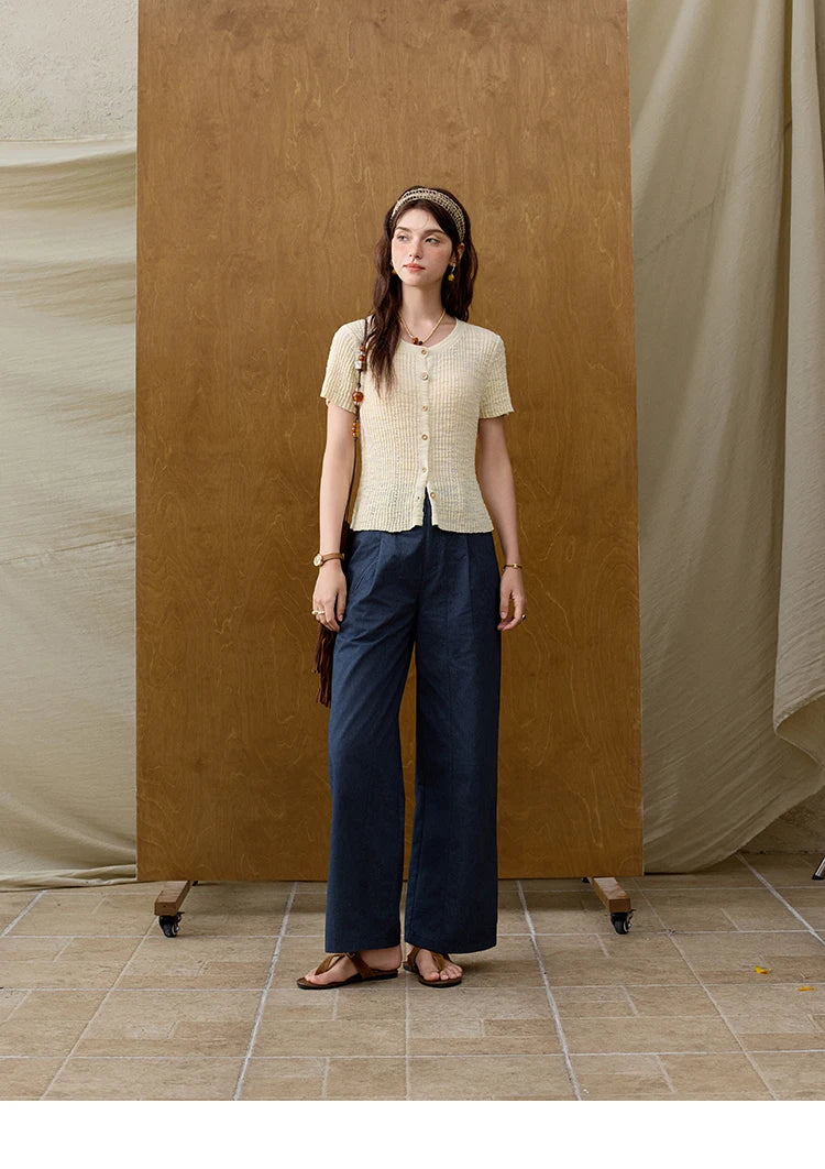 MISHOW Summer Knitted T-Shirts 2025 New Solid Short Sleeve Round Neck Thin Tops Female Fashion Versatile Office Lady MXE31Z1229