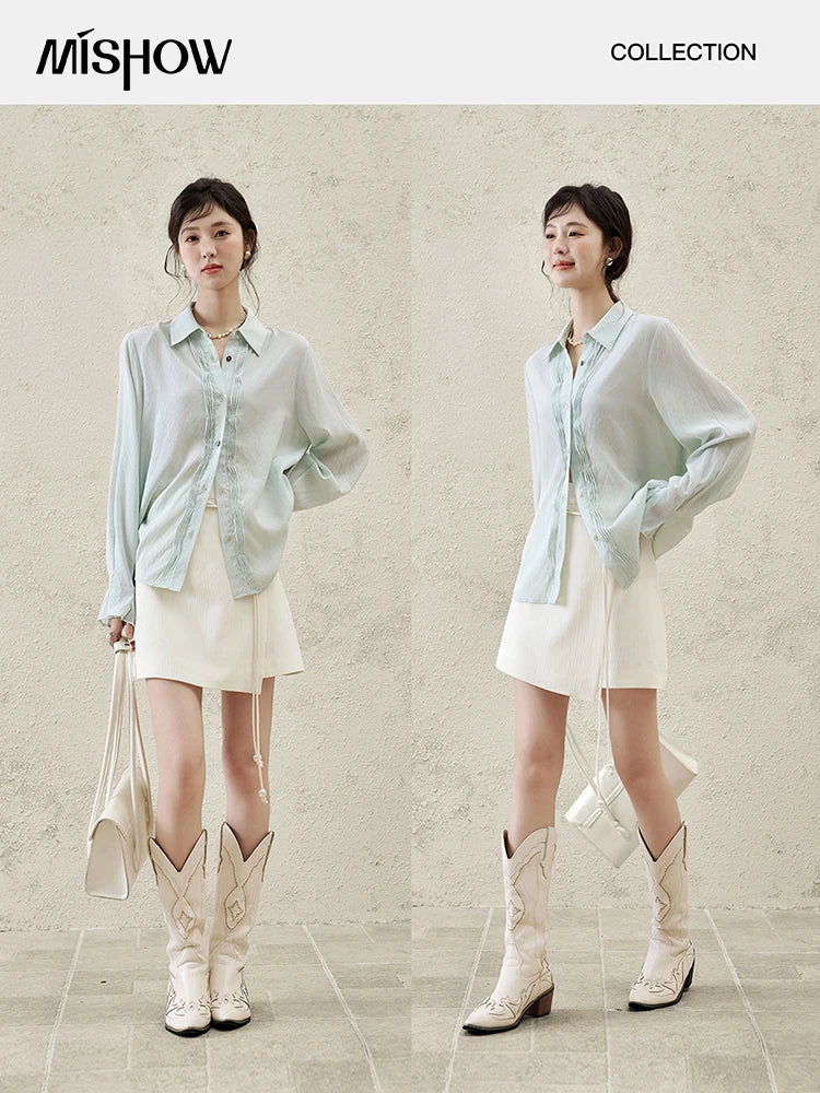 MISHOW Short Skirt Women 2025 Spring Summer Solid A-line High Waist Slim Skirts Female New Fashion Versatile Clothing MXE12B0655