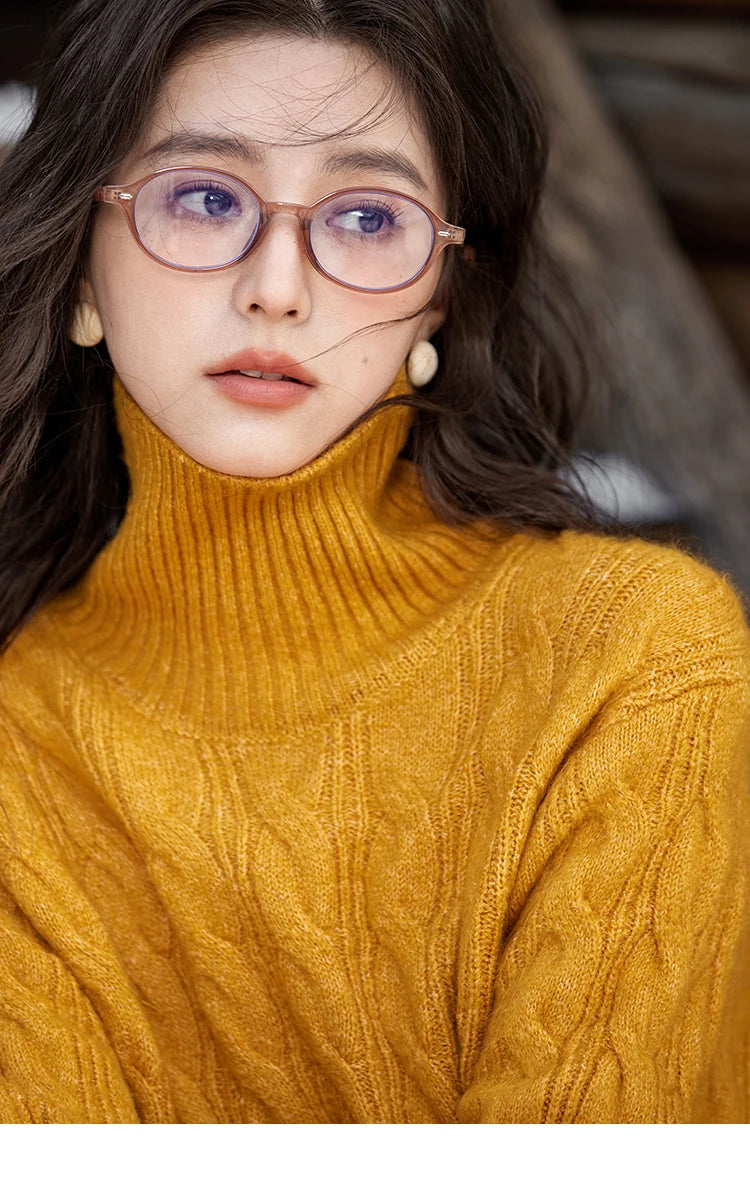 MISHOW Turtleneck Texture Solid Sweater Soft Warm Coat Winter Women Clothes Versatile Temperament Tops Office Lady MXD57Z1090