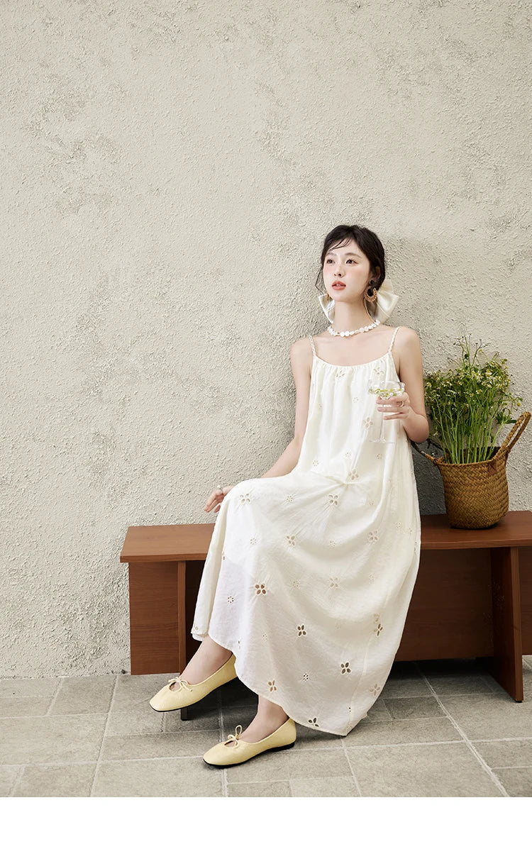 MISHOW Elegant Summer Camisole Dress Women 2025 New Sleeveless Hollow Embroidery Slim Dresses Female Fashion Romantic MXE15L2142