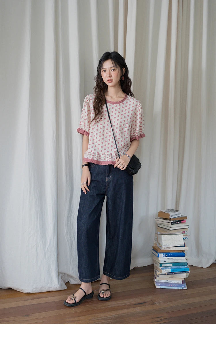 MISHOW Women's Straight Pants 2025 Summer Fashion High Waist Wide Leg Jeans Slim Zipper Pants Casual Female Clothing MXE37K0995