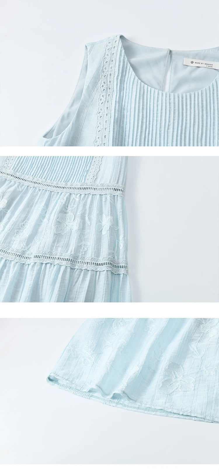 MISHOW Summer Embroidery Dress for Woman 2025 New O-Neck Sleeveless High Waist Hollow Out Lace Splicing Long Dress MXE35L2229