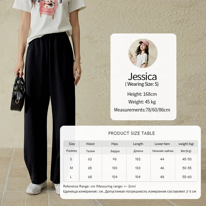 MISHOW Elastic Waist Sweatpants for Women Spring 2025 Versatile Solid Sports Pants Straight Leg Long Sickle Pants MXE14K0875