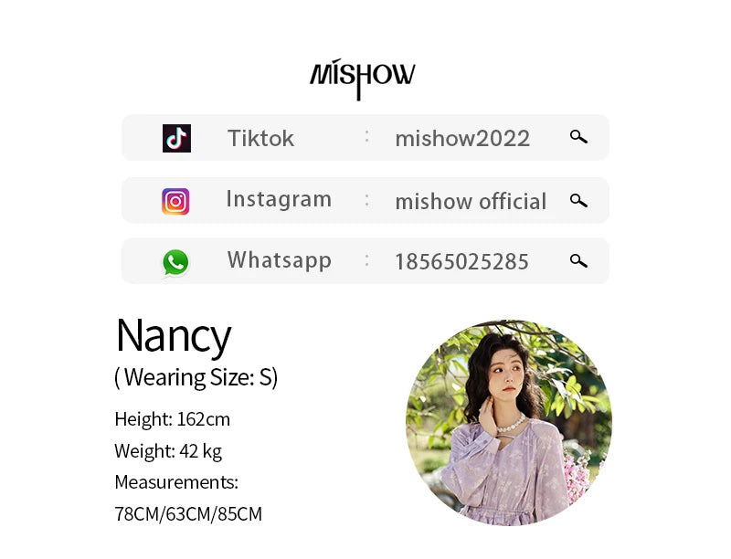 MISHOW Elegant Black Fungus Edge Dress for Women Spring 2025 Floral Lace-up Waist Dresses Long Sleeved Cake Dress MXE13L2101