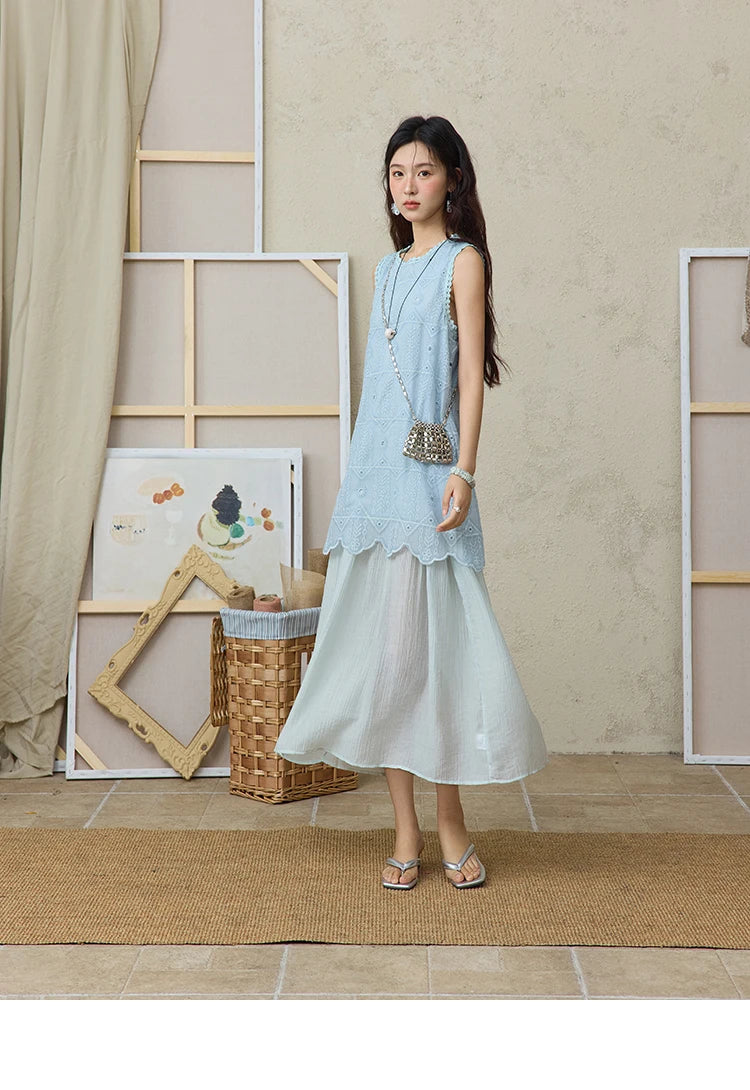 Mishow French Embroidery Fake Two-Piece Vest Dress MXE34L2311