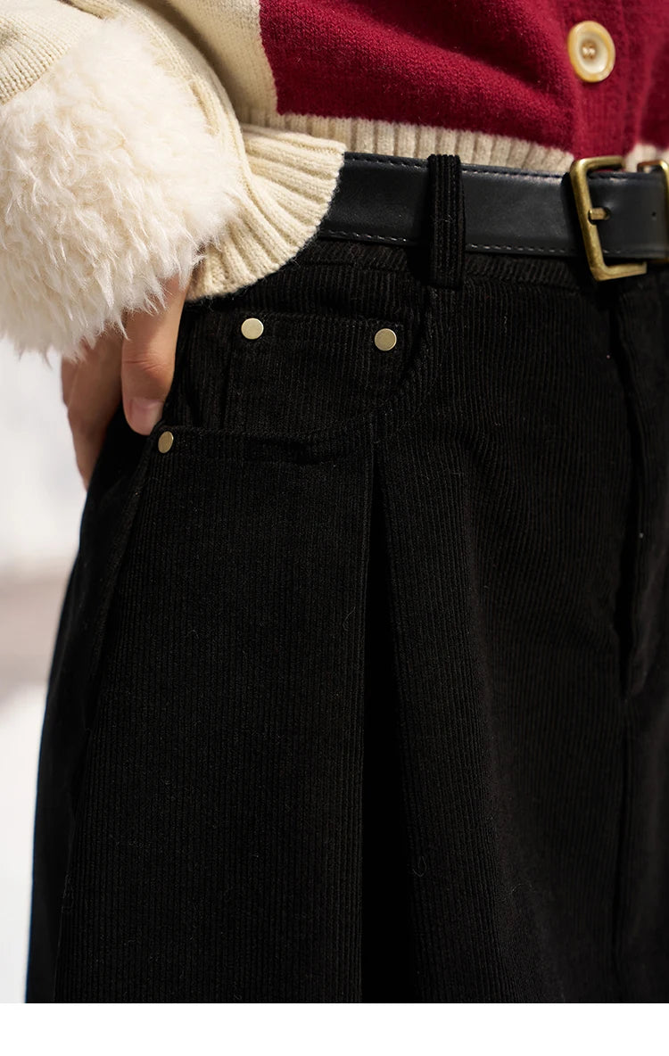 MISHOW 100% Cotton A-line Pleated Mini Skirt Women 2024 Autumn Winter Korean Fashion High Waist Short Skirt Female MXC55B0216