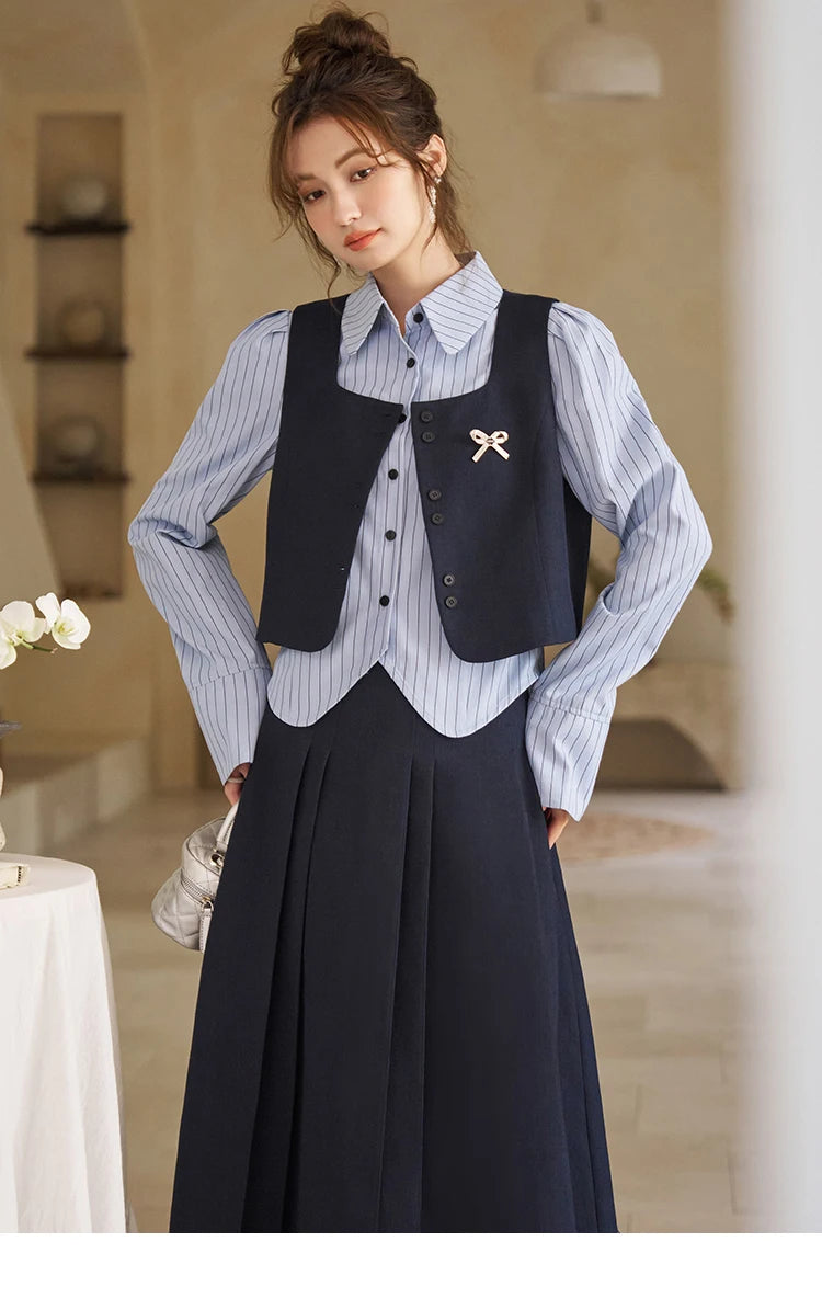 MISHOW French Vest Coat 2024 Spring Bow Square Neck Temperament Sleeveless Short Single Breasted Tank Top Outerwear MXD12W0294