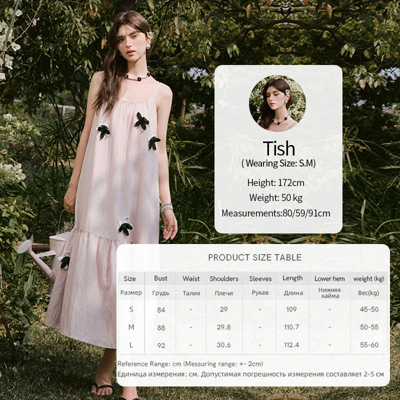 MISHOW Holiday Long Camisole Dress Women Summer 2025 Sleeveless Flower Pleated High Waist Dresses Woman New Fashion MXE31L2191